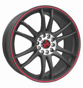 Keskin, KT12 Racing, 8x18 ET30 5x100 72,6, mattschwarz rot randpoliert