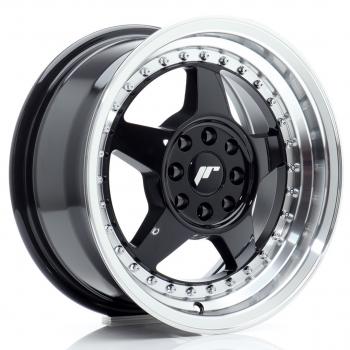 JR Wheels JR6 15x7 ET25 4x100/108 Gloss Black w/Machined Lip