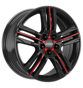Ronal, R57 MCR, 7,5x17 ET45 5x108 76, jetblack-red spoke