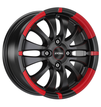 Ronal, R59 MCR, 7x16 ET38 4x100 68, jetblack-red rim
