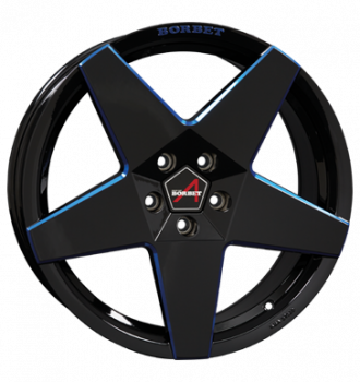 Borbet, A neu, 8,5x19 ET45 5x108 72,5, black blue glossy