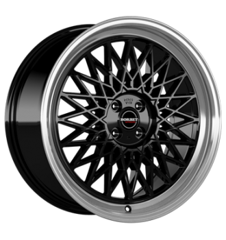 Borbet, B, 7x17 ET38 4x108 63,4, black rim polished