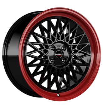 Borbet, B, 7x17 ET20 4x108 65,1, black rim red