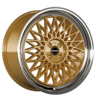 Borbet, B, 7x17 ET38 4x108 63,4, gold rim polished