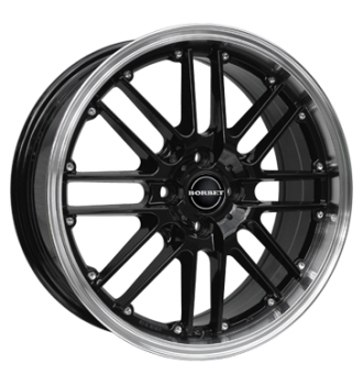 Borbet, CW2, 7x17 ET38 4x108 72,5, black rim polished