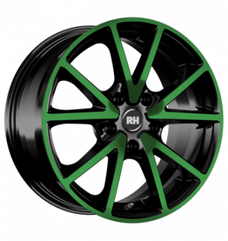 RH, DE Sports, 8x17 ET35 5x114,3 72,6, color polished - green