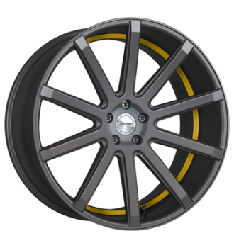 Corspeed, Deville, 10,5x20 ET40 5x114,3 73,1, gunmetal/ undercut Colour Trim gelb