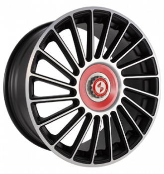 Eta Beta, Venti-R ZV, 8,5x20 ET38 5x114,3 78,1, Black matt full pol. R.Rot/M.Silber