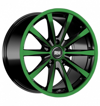 RH, GT, 8x18 ET35 5x120 72,6, color polished - green