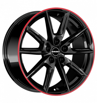 Borbet, LX19, 8x19 ET50 5x114,3 72,5, black glossy rim red