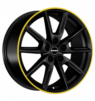 Borbet, LX19, 8x19 ET50 5x112 66,5, black matt rim yellow