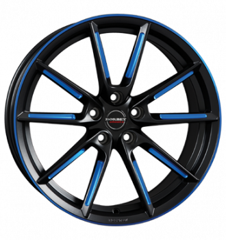 Borbet, LX, 8x19 ET50 5x112 57,1, black matt spoke rim blue polished