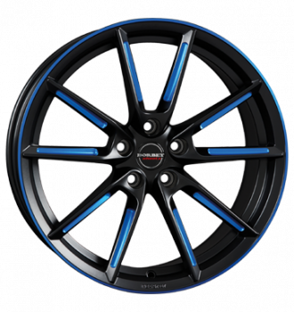 Borbet, LX, 8x19 ET45 5x108 72,5, black matt spoke rim blue polished