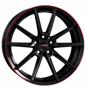 Borbet, LX, 8x19 ET50 5x112 57,1, black glossy rim red