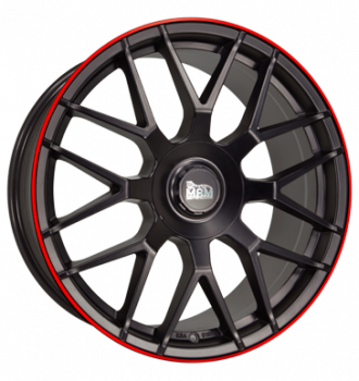 MAM, GT1, 8x18 ET45 5x100 66,6, matt black lip red