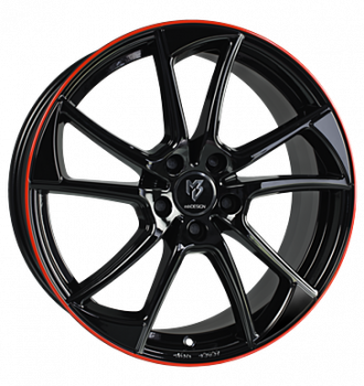 mbDESIGN, MB1, 7,5x19 ET45 5x100 67,1, glanzschwarz Horn rot lackiert