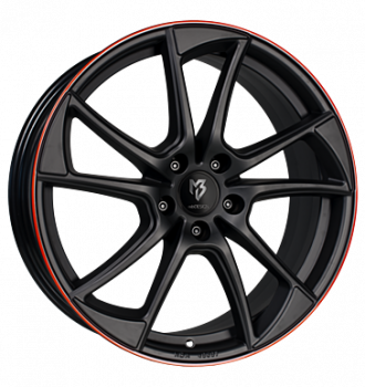 mbDESIGN, MB1, 7,5x19 ET45 5x100 67,1, mattschwarz, Horn rot lackiert