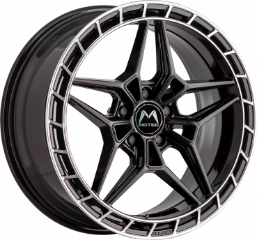 MOTEC MCT16-Futura 8,5Jx19 5/112 ET35 NB 66,5 Schwarz glanz polierter Rand