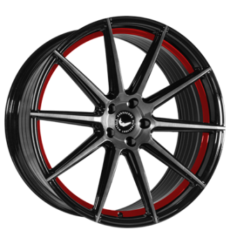 Barracuda, Project 2.0, 9x21 ET25 5x112 66,5, higloss-black br. Surf./ undercut colour trim rot