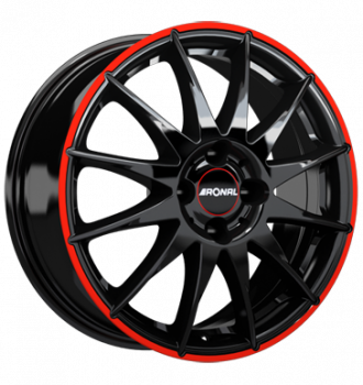 Ronal, R54 MCR, 7x17 ET35 4x100 68, jetblack-red rim