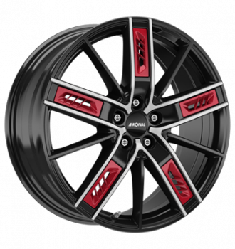 Ronal, R67 Red Left, 8x19 ET45 5x112 76, jetblack-frontkopiert