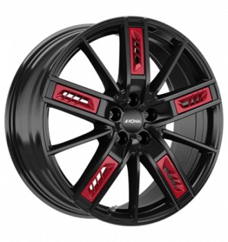 Ronal, R67 Red Right, 8x18 ET45 5x108 76, jetblack