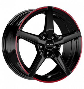 Ronal, R69 MCR, 8x18 ET45 5x112 76, jetblack-red rim