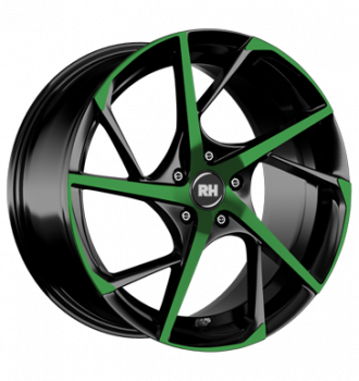 RH, RB12, 8,5x19 ET35 5x120 74,1, color polished - green