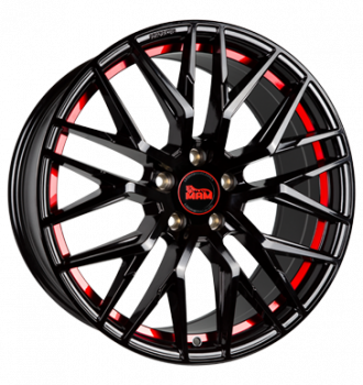 MAM, RS4, 8,5x19 ET45 5x108 72,6, black painted red inside