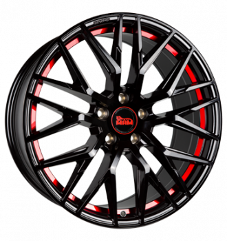 MAM, RS4, 7,5x17 ET45 5x112 66,6, black painted red inside