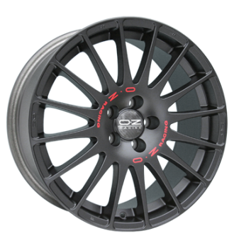 OZ, Superturismo GT, 7,5x17 ET50 5x112 75, matt schwarz mit roter Schrift
