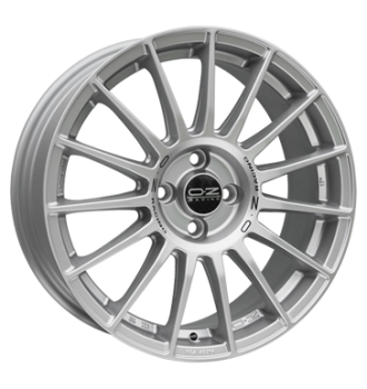 OZ, Superturismo LM, 7x17 ET42 4x100 68, matt race silber mit schwarzer Schrift