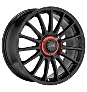 OZ, Superturismo Evoluzione, 8x18 ET48 5x112 75, gloss black + red lettering
