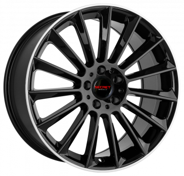 Secret Wheels, SW1, 10x22 ET50 5x112 66,6, black lip polish