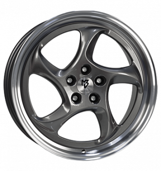 mbDESIGN, Turbo, 8,5x19 ET45 5x114,3 75, Grau glänzend, Außenbett poliert