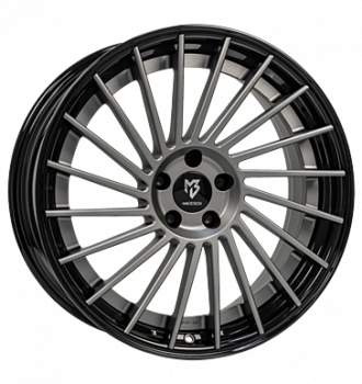 mbDESIGN, VR3.2, 9x21 ET35 5x112 75, Stern grau matt, Bett glanzschwarz lackiert