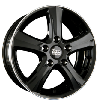 MAM, W1N, 7,5x17 ET37 4x108 63,4, schwarz randpoliert
