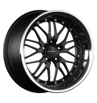 e-motion, Wasabi, 8,5x19 ET45 5x112 72,6  mattschwarz mit Edelstahlbett