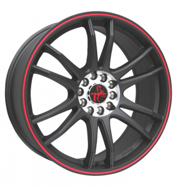 Keskin, KT12 Racing, 8x18 ET30 5x100 72,6, mattschwarz rot randpoliert