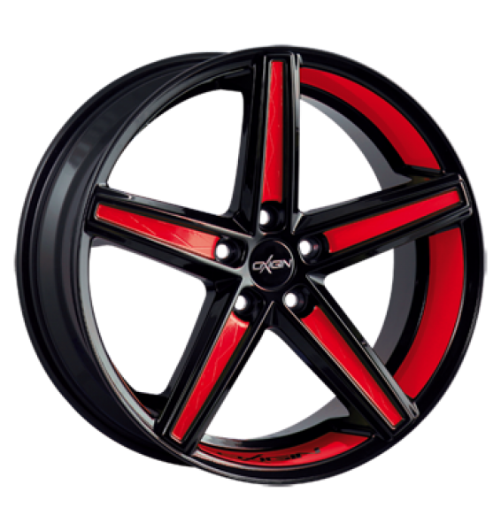 Oxigin, 18 Concave, 10,5x21 ET52 5x130 71,6, foil red Felgenbett u. Speichen