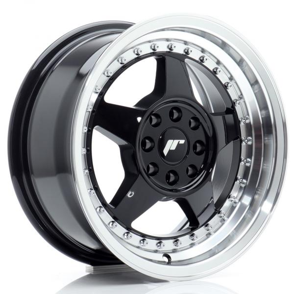 JR Wheels JR6 15x7 ET25 4x100/108 Gloss Black w/Machined Lip