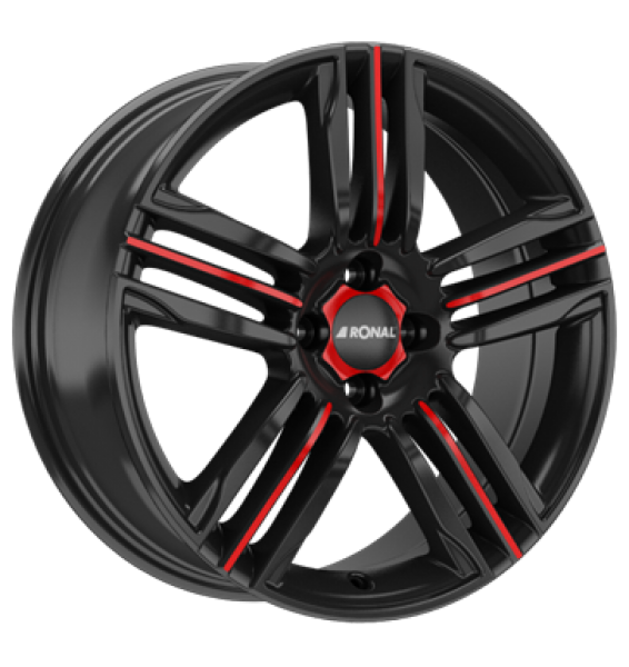 Ronal, R57 MCR, 7x17 ET45 4x108 76, jetblack-red spoke