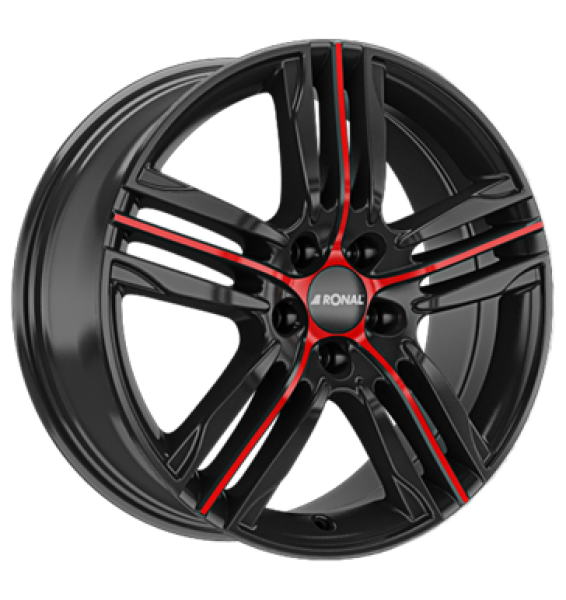 Ronal, R57 MCR, 7,5x17 ET45 5x108 76, jetblack-red spoke