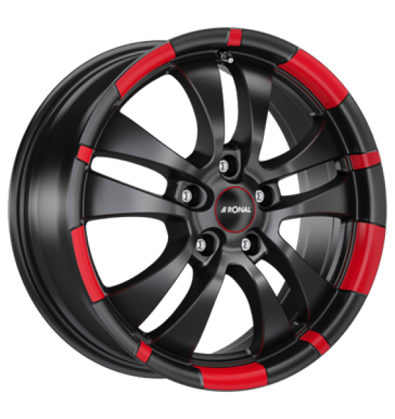 Ronal, R59 MCR, 7,5x17 ET52 5x112 76, jetblack-red rim