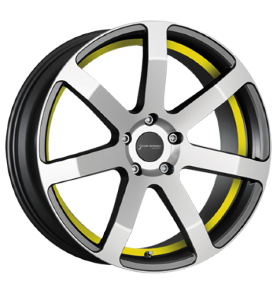 Corspeed, Challenge, 8,5x19 ET27 5x112 73,1, Higloss-Gunmetal-Polished / undercut Color Trim gelb