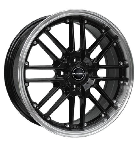 Borbet, CW2, 7x17 ET38 4x108 72,5, black rim polished