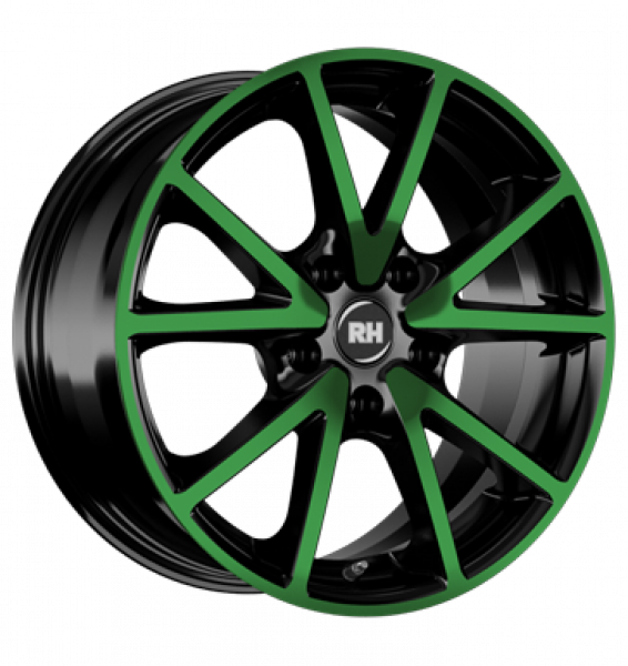 RH, DE Sports, 8x17 ET45 5x108 72,6, color polished - green