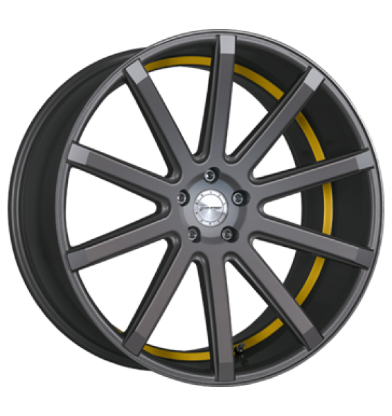 Corspeed, Deville, 10,5x22 ET45 5x130 71,6, gunmetal/ undercut Colour Trim gelb