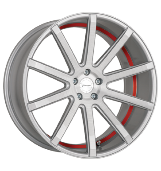 Corspeed, Deville, 10,5x21 ET40 5x120 74,1, silver-brushed-Surface/ undercut Colour Trim rot