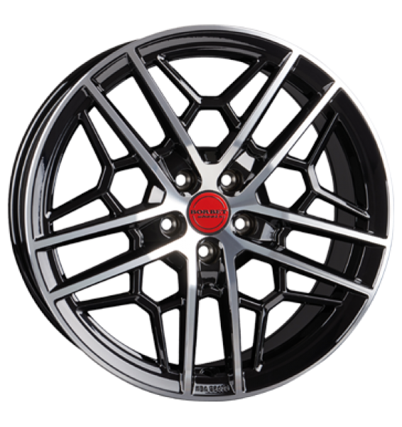 Borbet, GTY, 8,5x19 ET45 5x112 72,5, black rim polished glossy